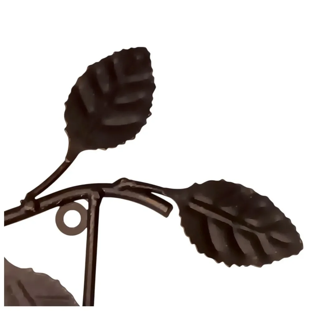 Owl On Tree Branch Wall Hanger Key Holder Three (3) Hooks Black Metal 10.5x7x1